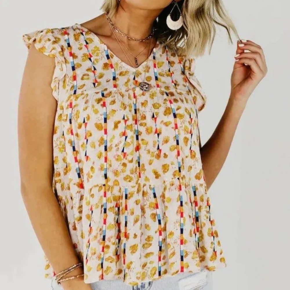 Savanna Jane‎ Leopard Mellow Yellow Top 100% Rayon
